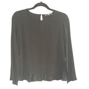 Mango black blouse with peplum/ruffle bottom in xs